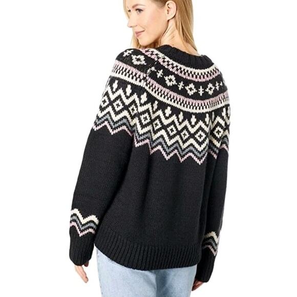 Lucky Brand Fair Isle Nordic Pullover Sweater Women’s Sz XXL Black Multicolored - Picture 2 of 9